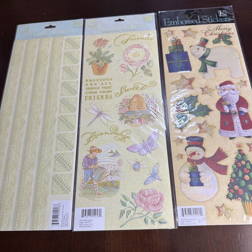 K&Company Embossed Stickers 3 Sheets Scrapbooking